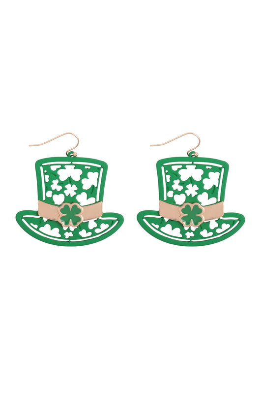 St.Patrick's Hat Filigree Dangle Earrings Green