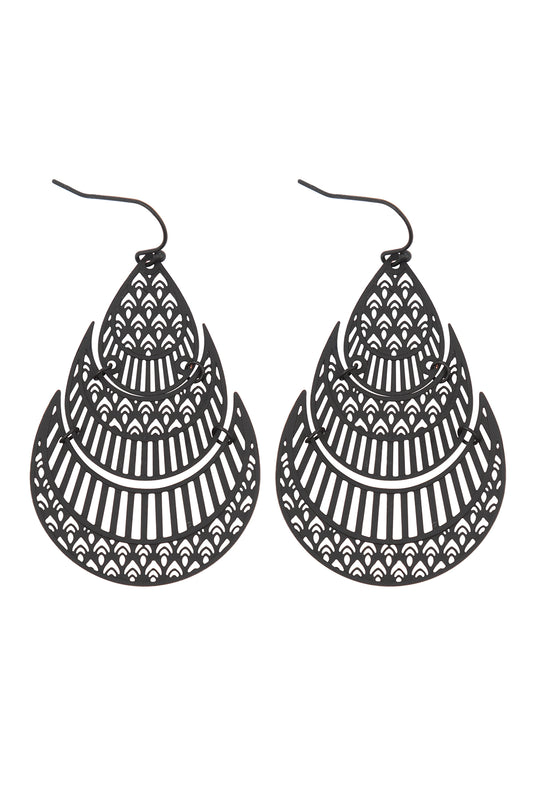 Morrocan Teardrop Shaped Filigree Drop Earrings