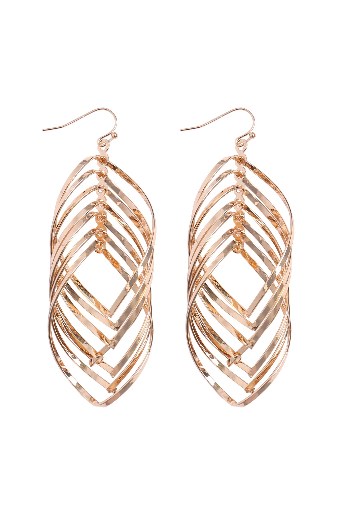 Twist  Multi Layered Distort Drop Earrings Gold