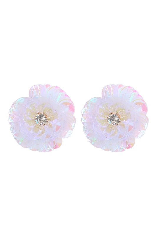 Sequin Flower Rhinestone Post earrings
