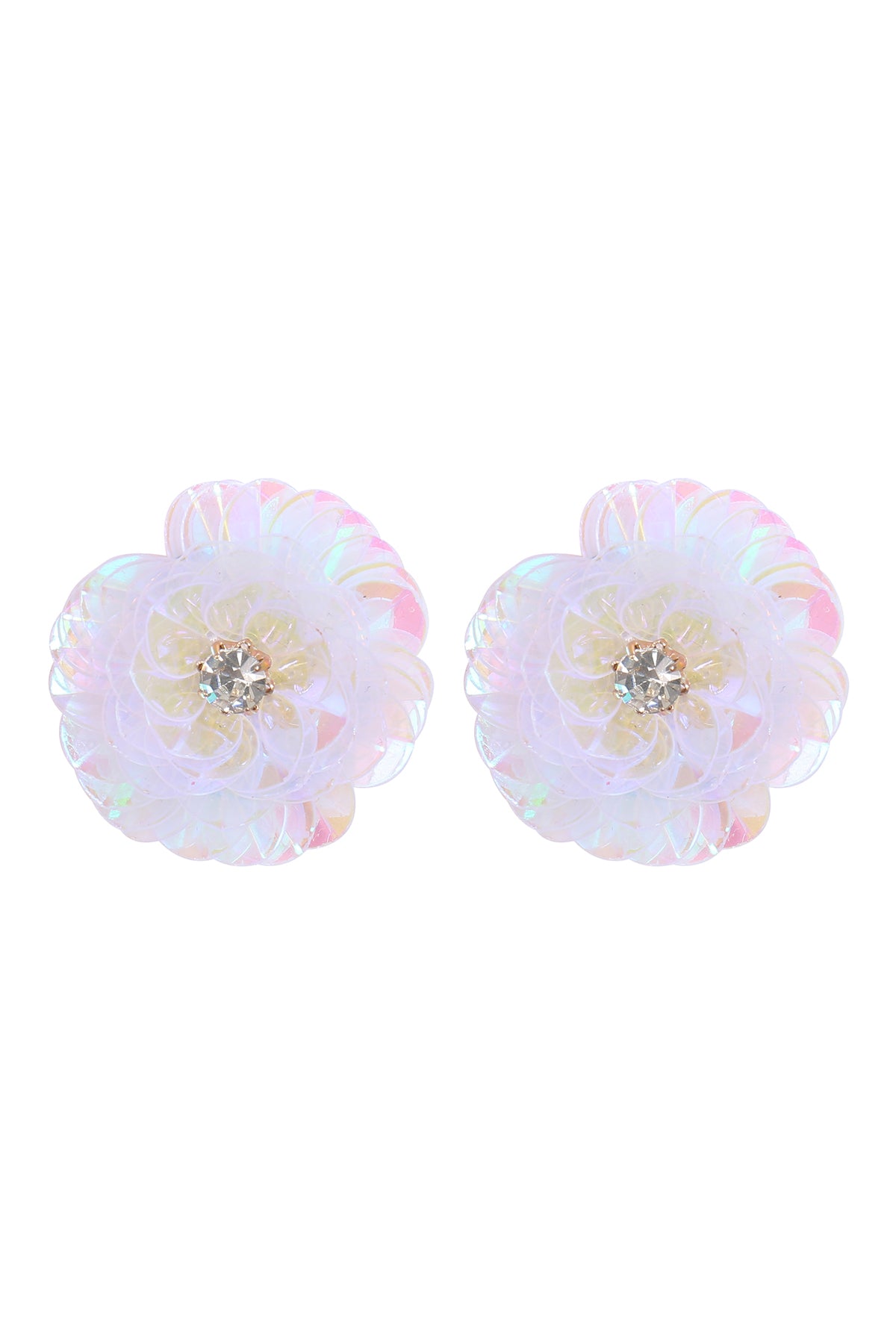 Se2uin Flower Rhinestone Post Earrings
