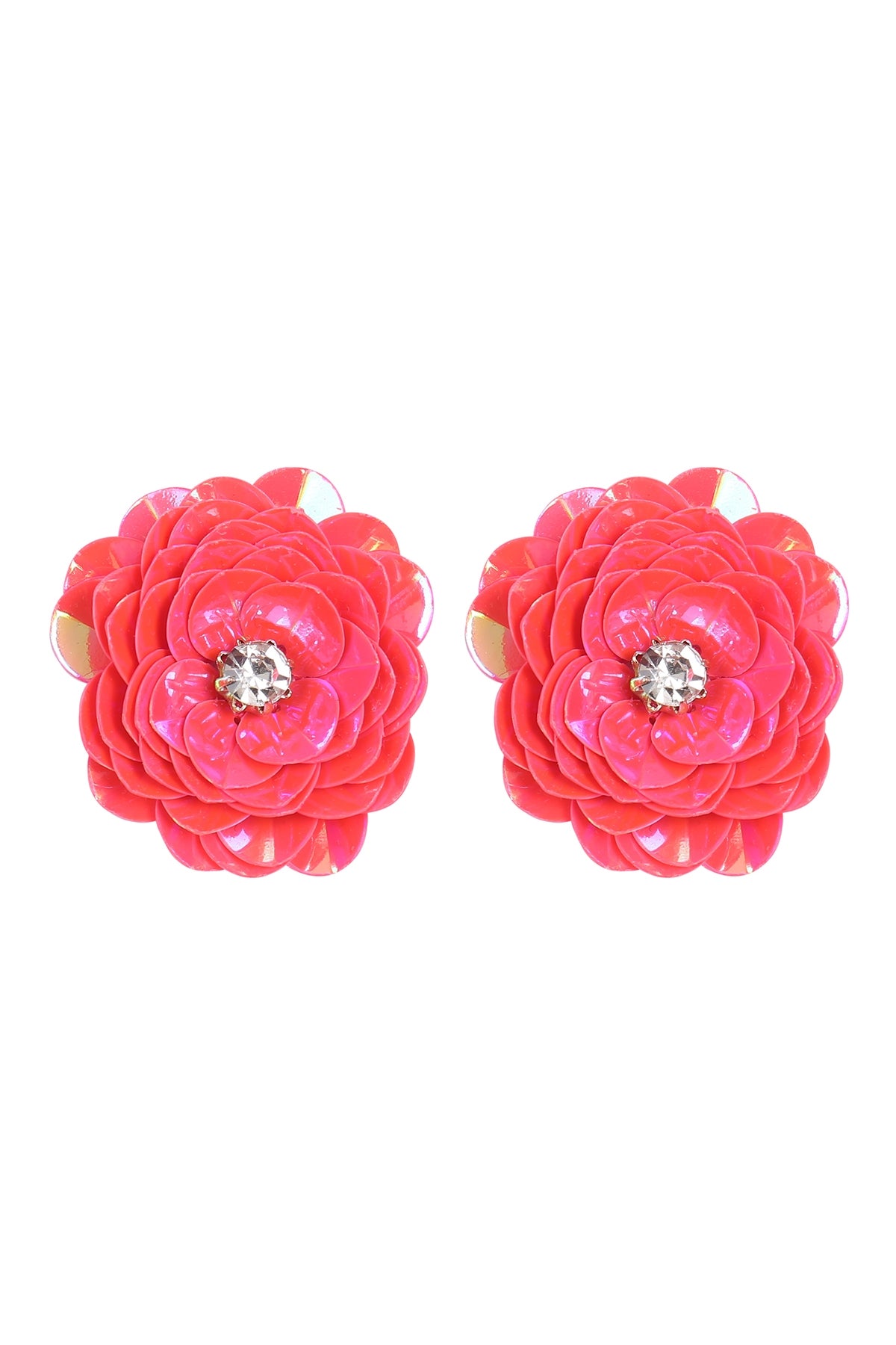 Sequin Flower Rhinestone Post earrings