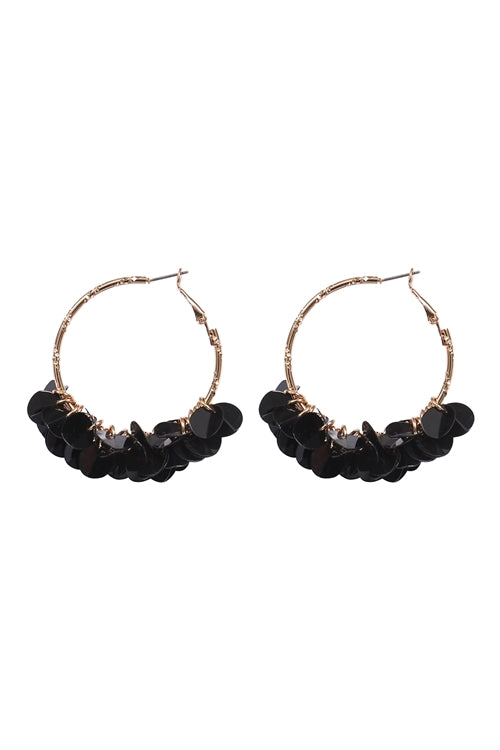 Boho Se2uin Dangle Hoop Earrings Yellow