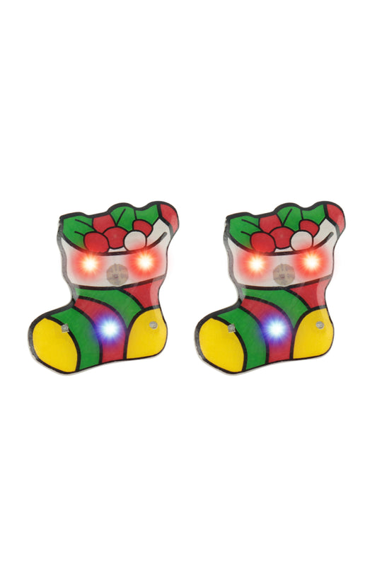 Xmas Socks Light Up Earrings Multicolor