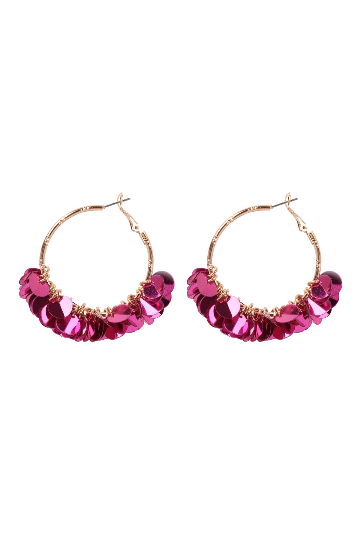 Se2uin Dangle Hoop Earrings Fuchsia