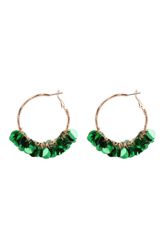 Se2uin Dangle Hoop Earrings Green