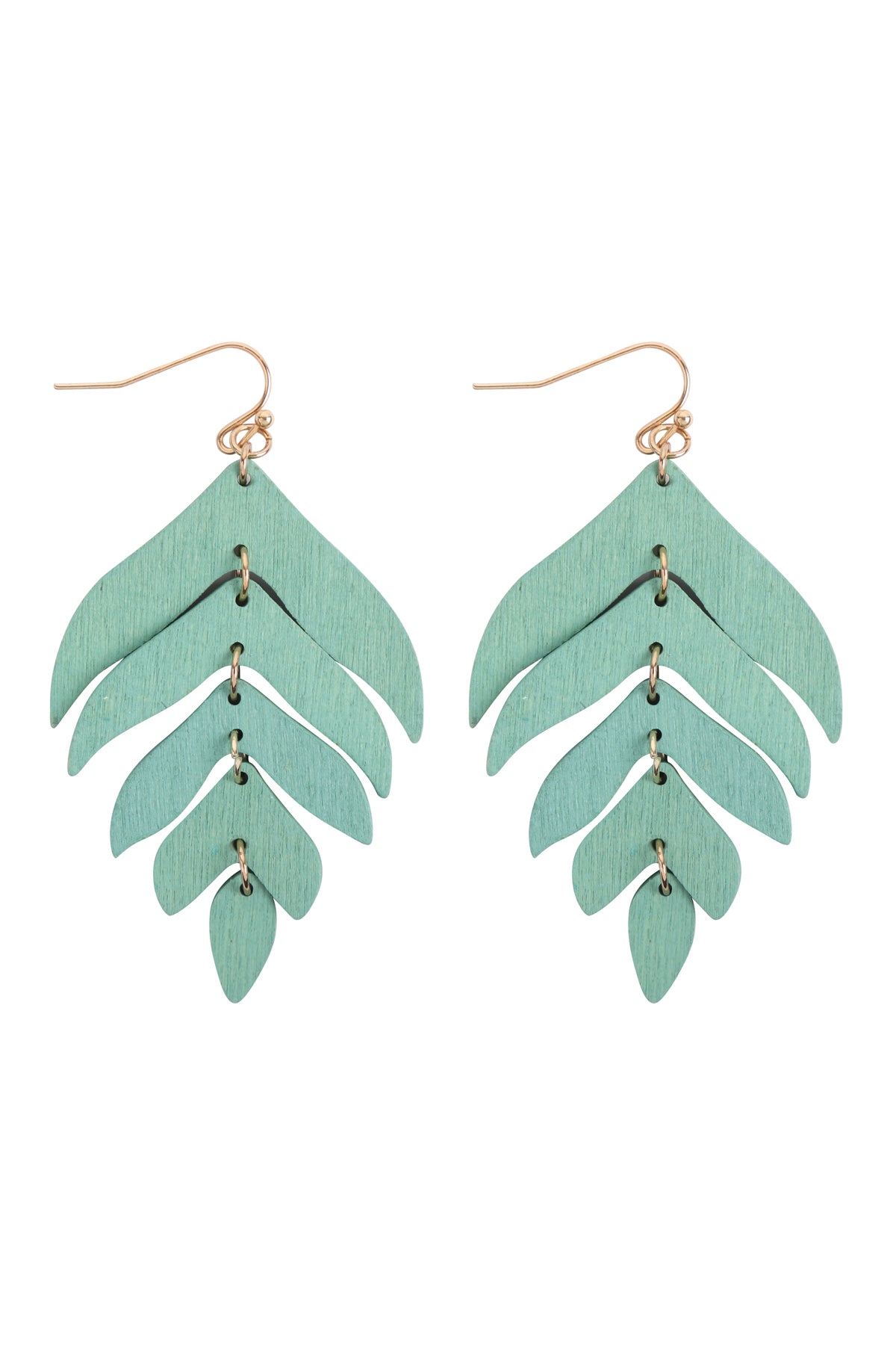 Wood Dangling Leaf Earrings 1/PC