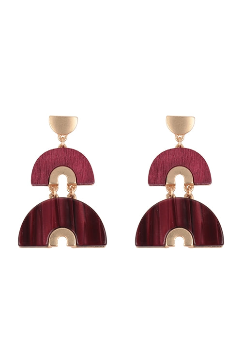 Acetate Wood Arcdh Layered Drop Earring
