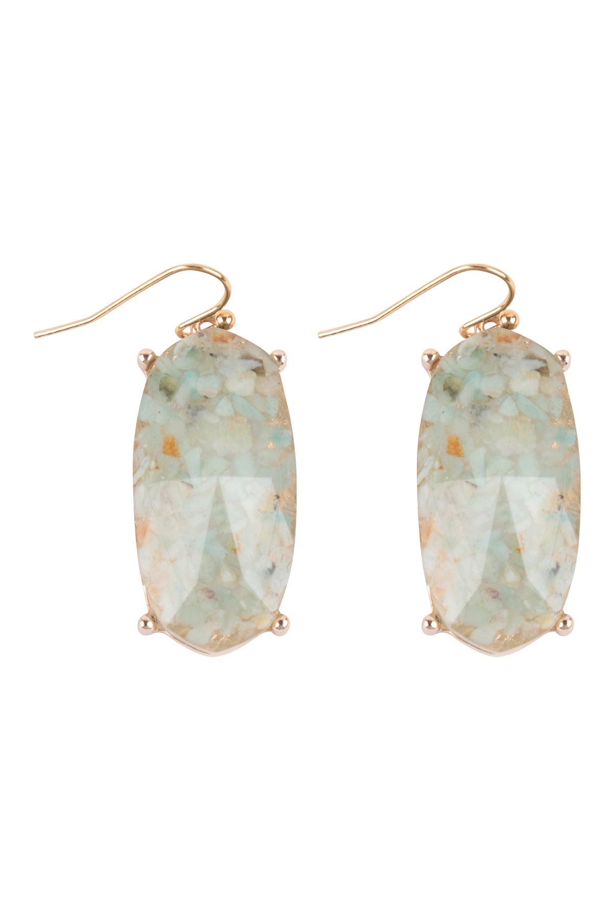 Hexagon Semi Stone Epoxy Fish Hook Earrings
