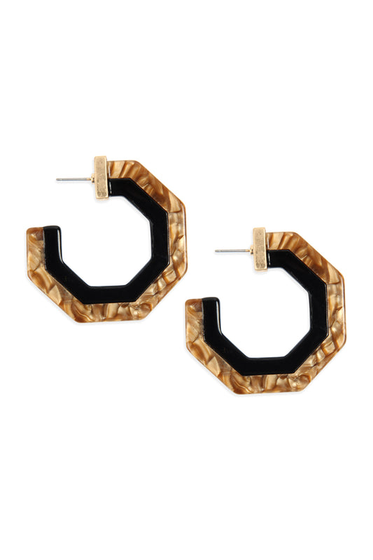 Cast Polygon Resin Post Earrings Burgundy