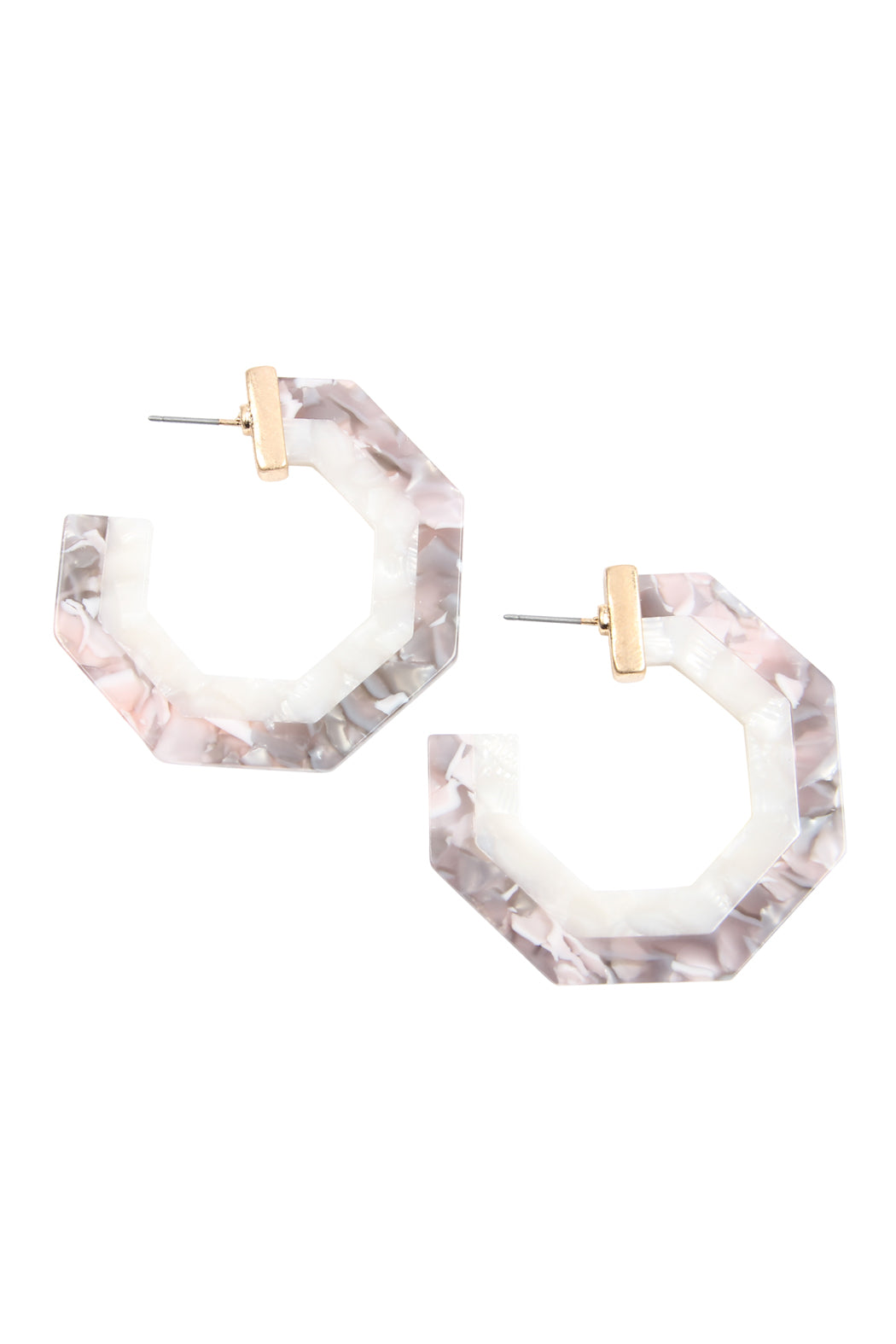 Cast Polygon Resin Post Earrings Light Gray