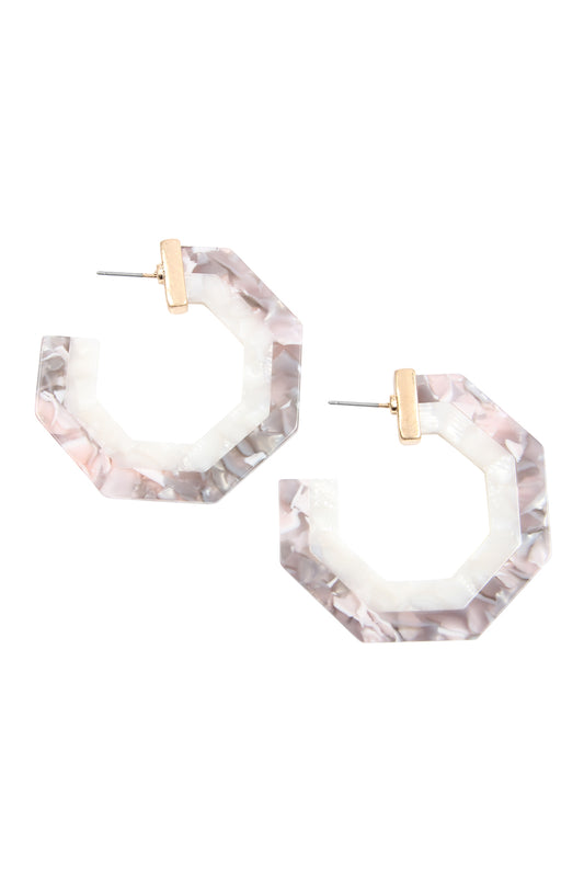 Cast Polygon Resin Post Earrings Light Gray