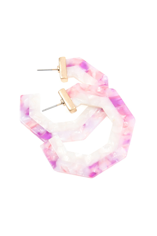 Cast Polygon Resin Post Earrings Purple