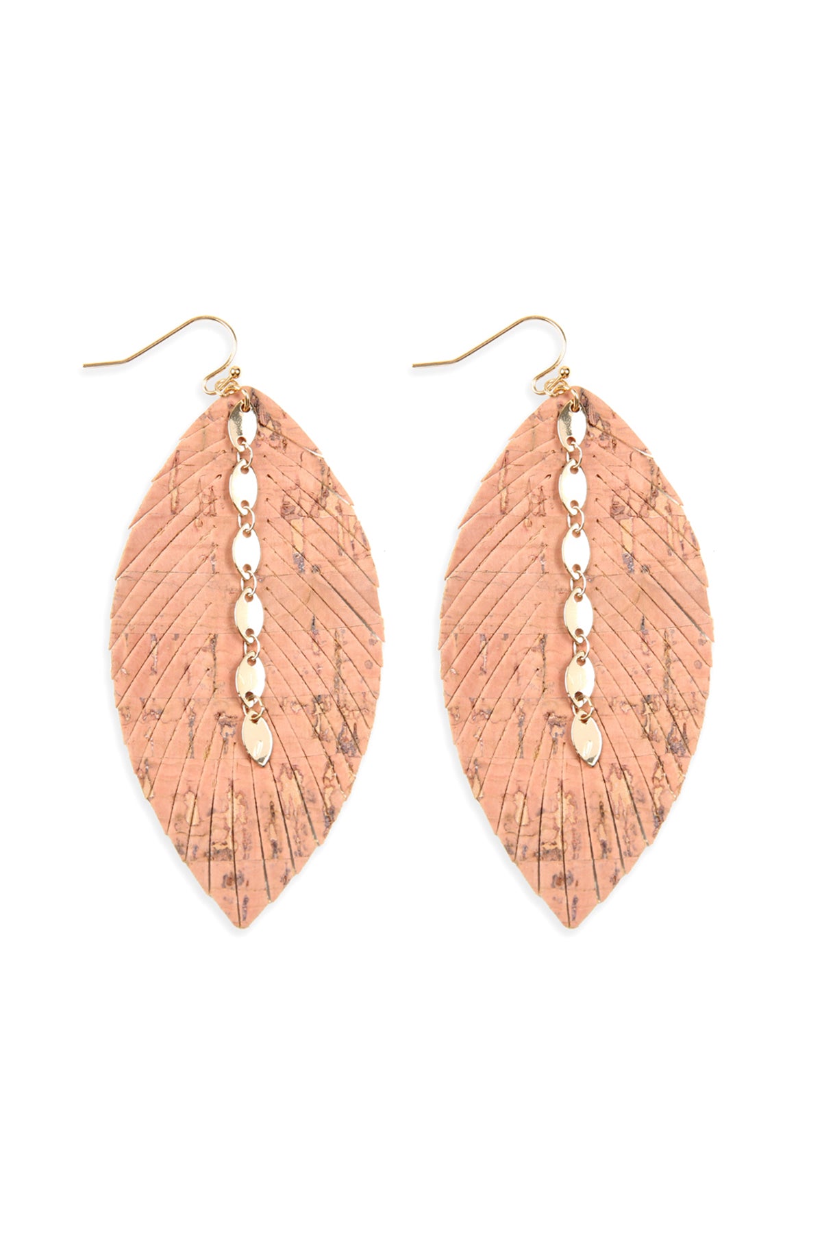 Cork Fish Hook Earrings Pink