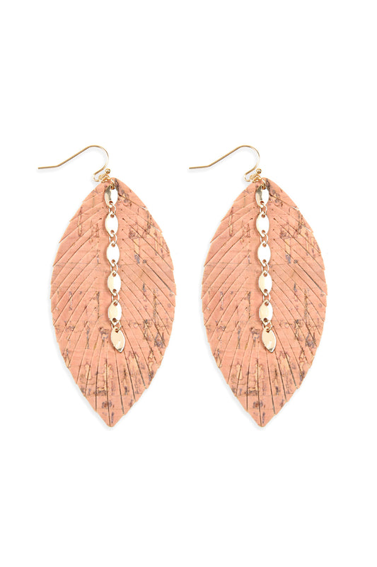 Cork Fish Hook Earrings Pink