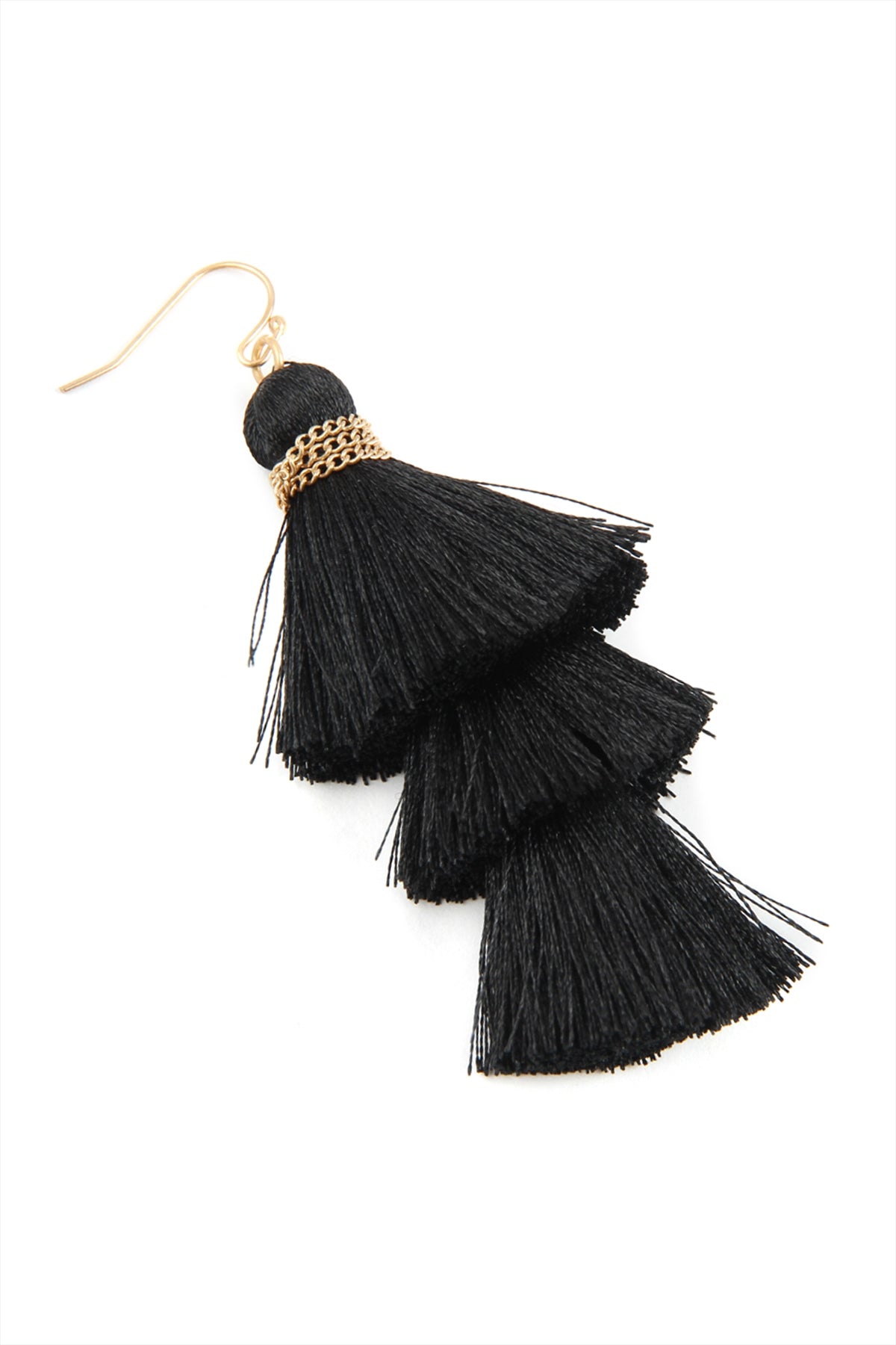 Three Layered Thread Tassel Hook Earrings