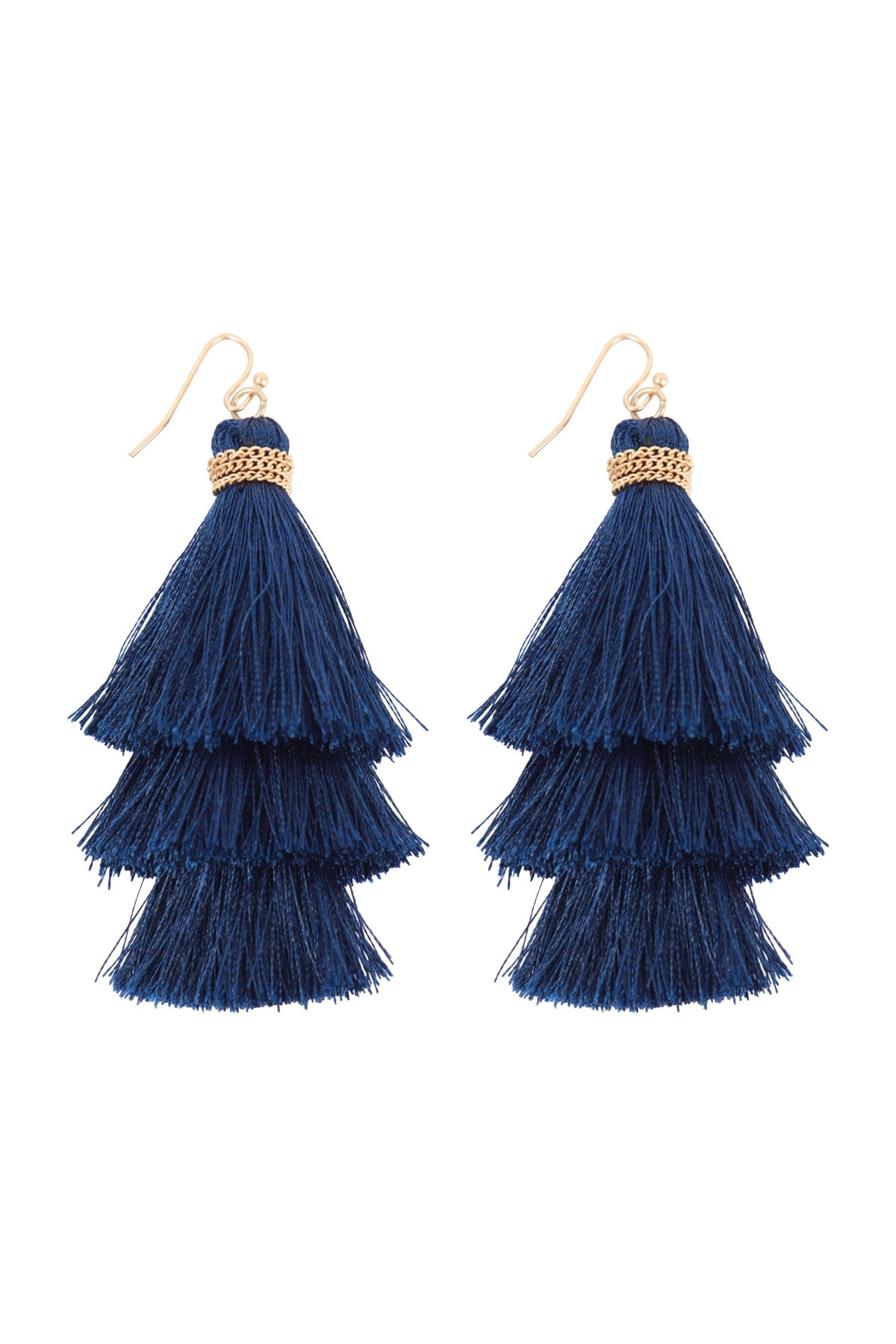 Three Layered Thread Tassel Hook Earrings