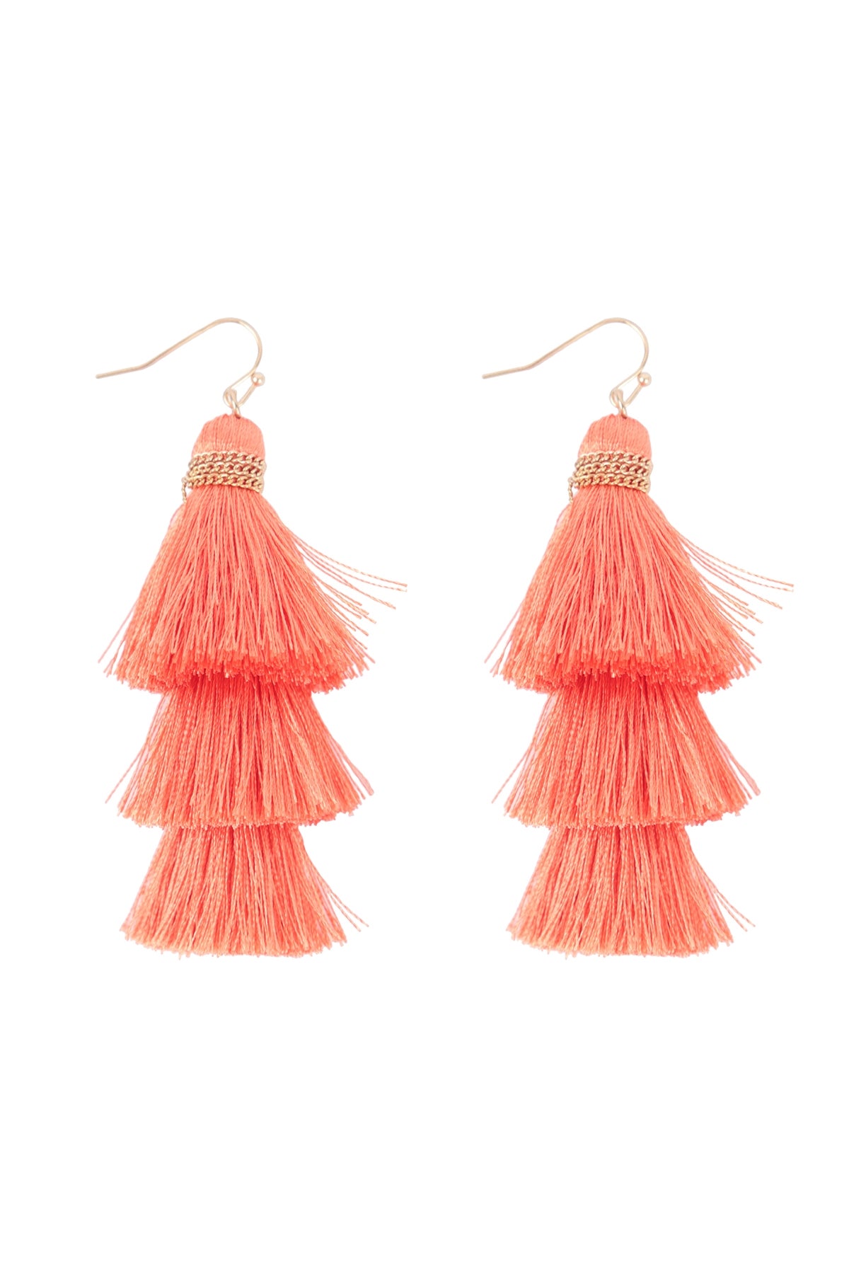 Three Layered Thread Tassel Hook Earrings