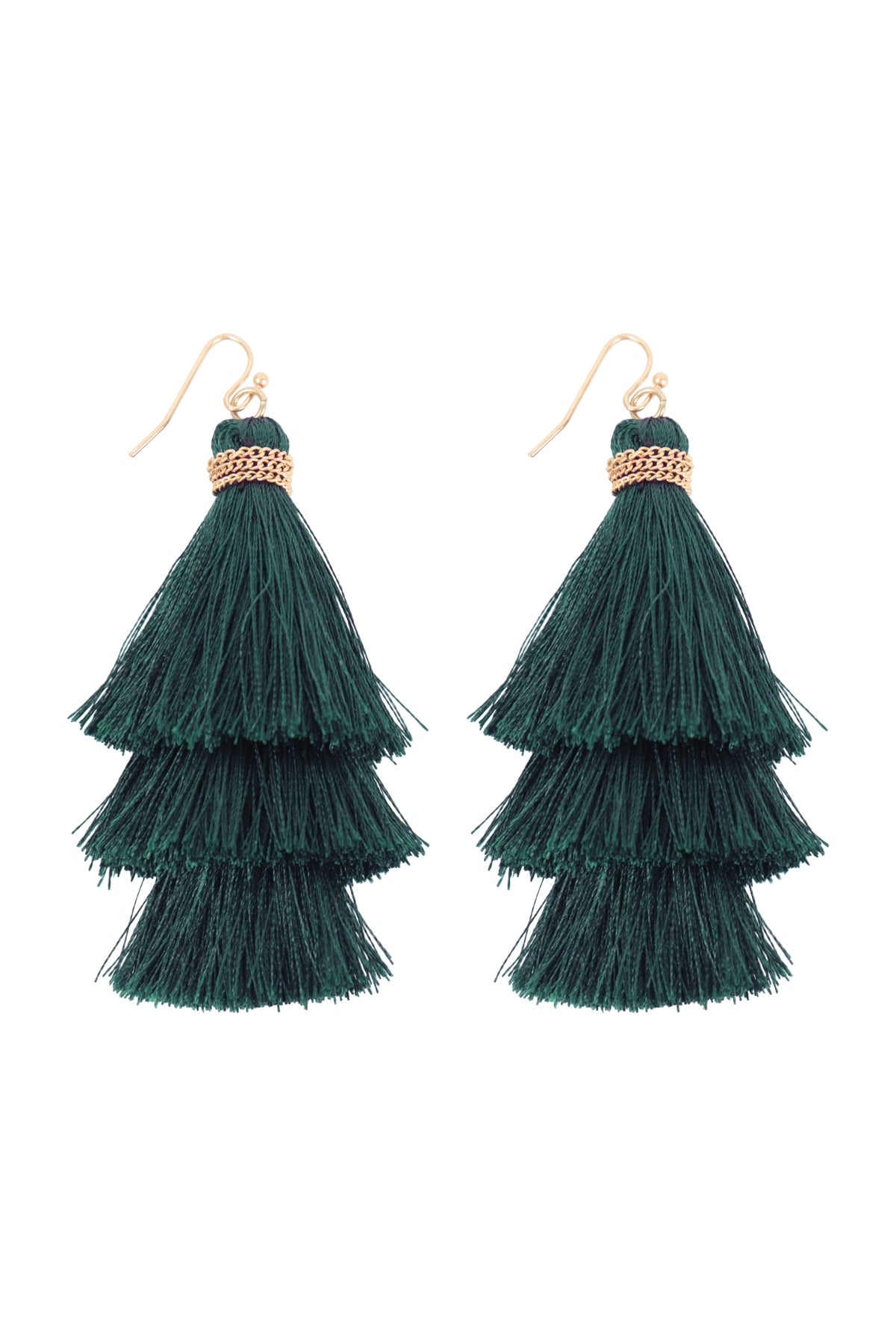 Three Layered Thread Tassel Hook Earrings