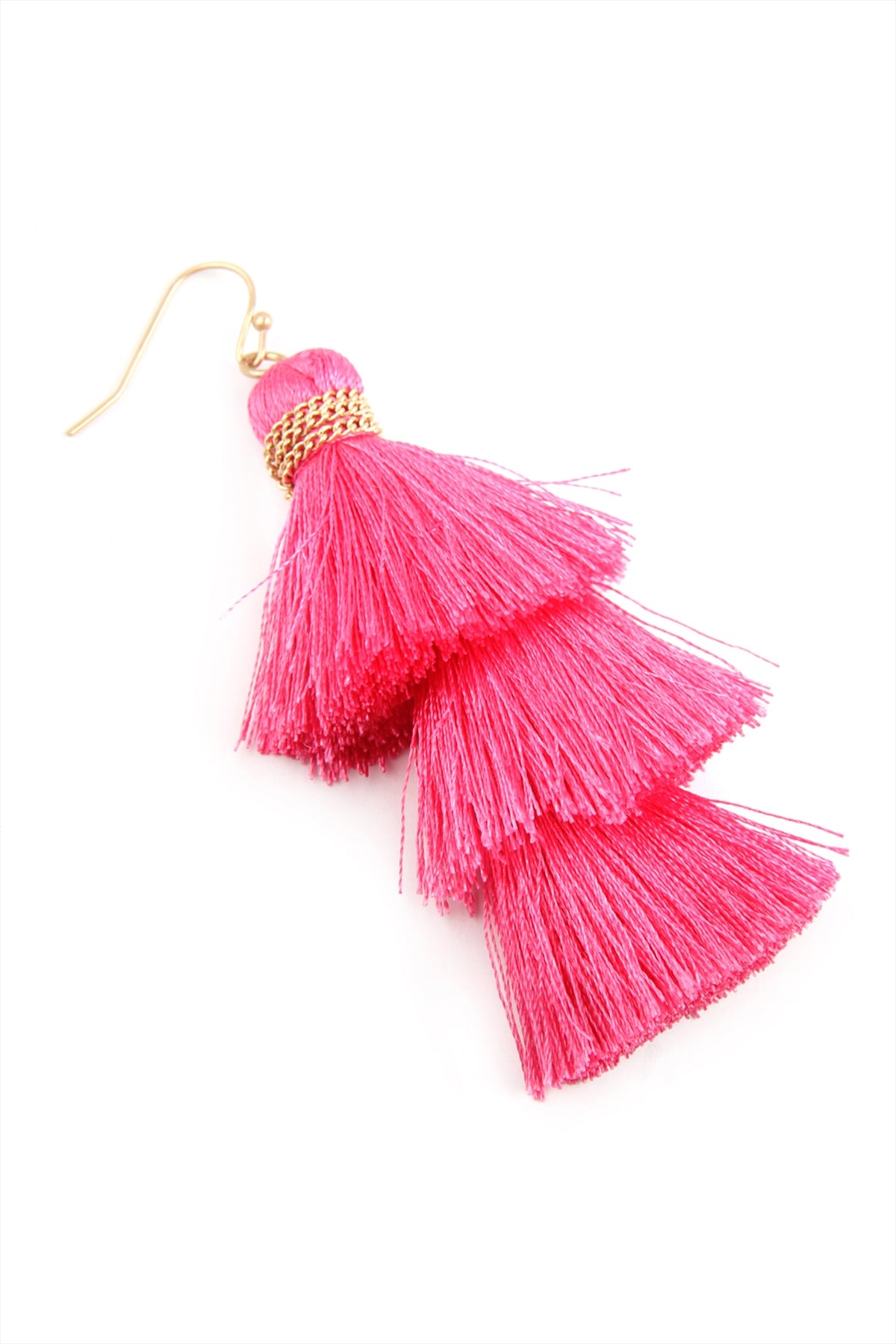 Three Layered Thread Tassel Hook Earrings