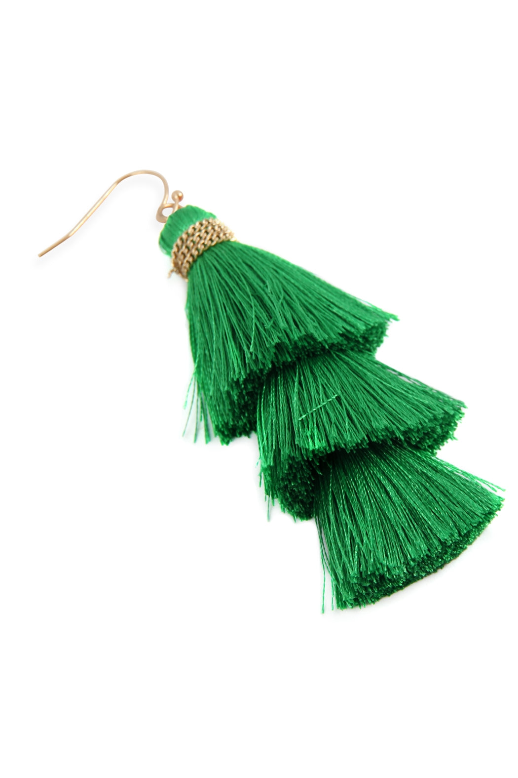 Three Layered Thread Tassel Hook Earrings
