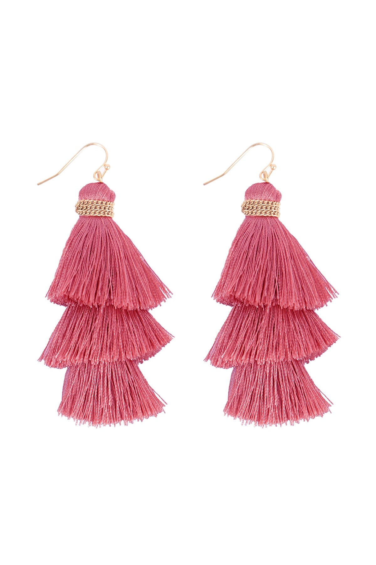 Three Layered Thread Tassel Hook Earrings