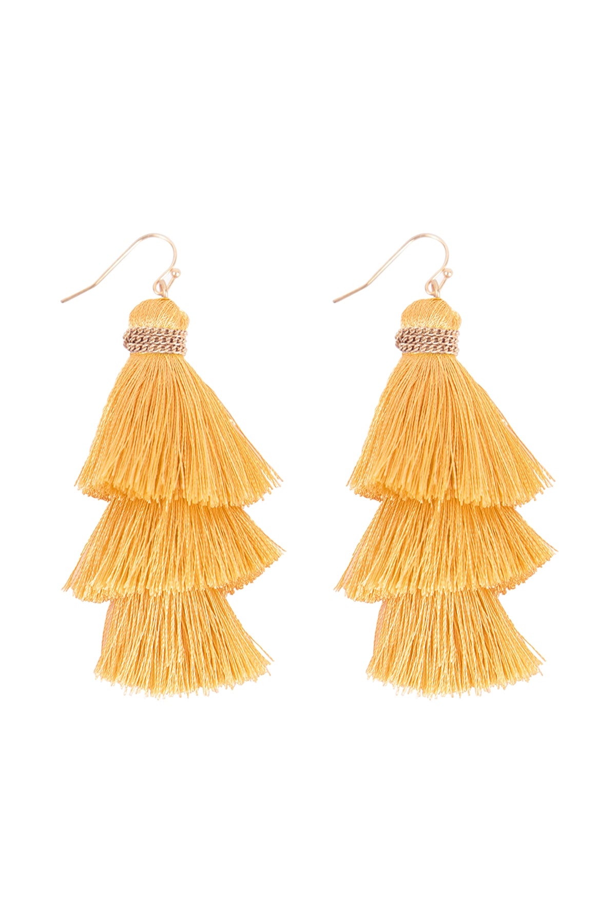 Three Layered Thread Tassel Hook Earrings