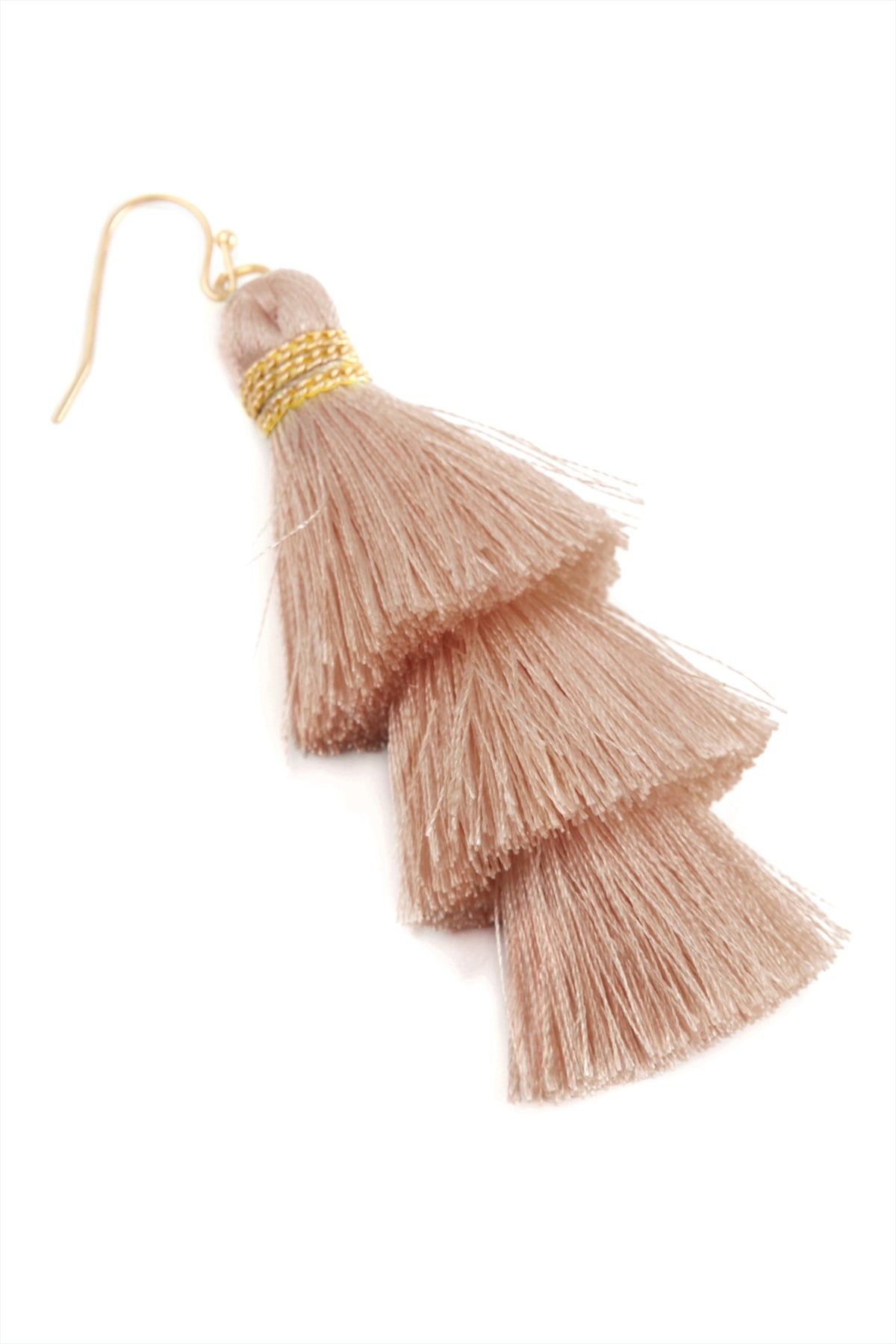 Three Layered Thread Tassel Hook Earrings