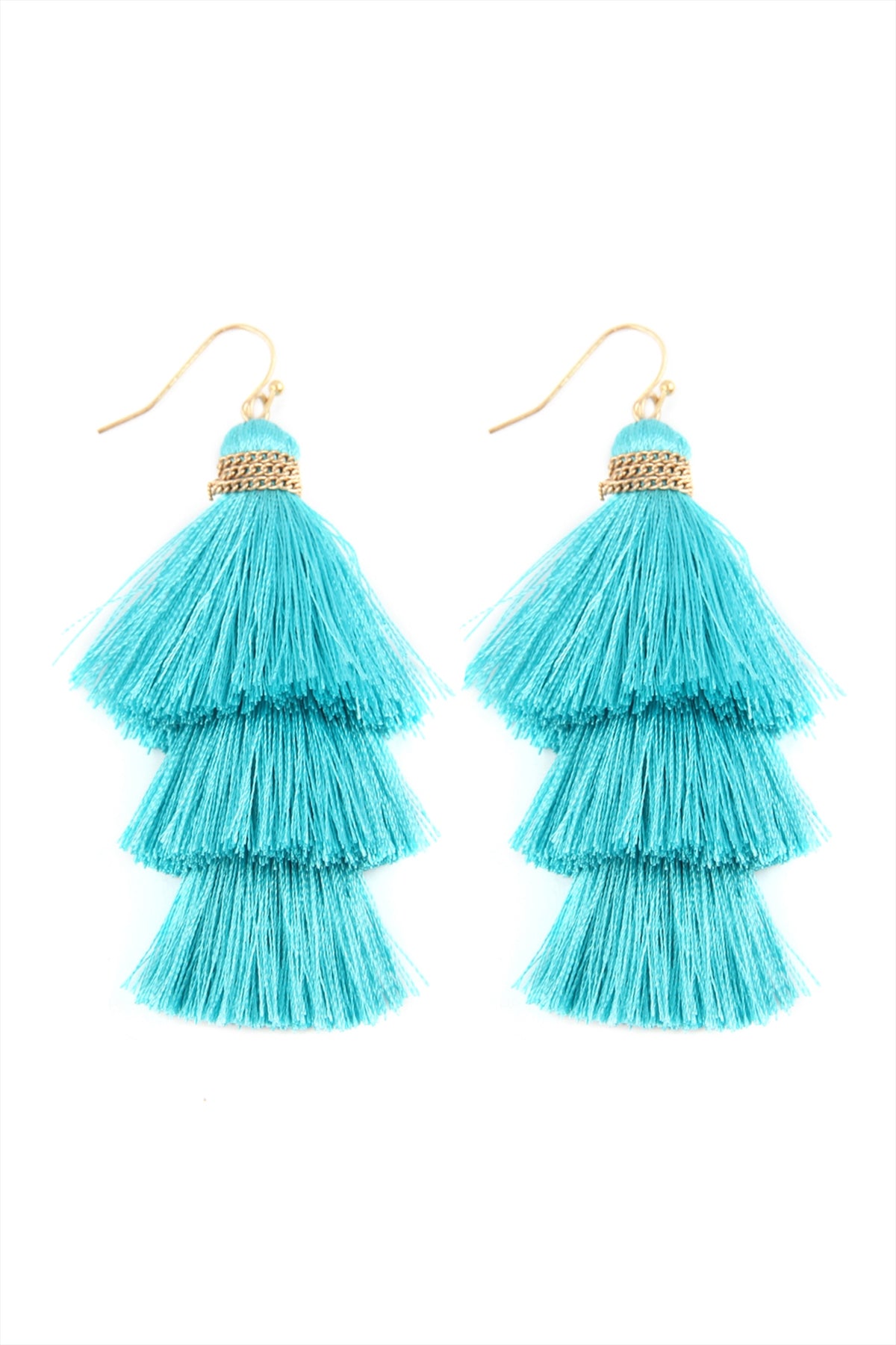 Three Layered Thread Tassel Hook Earrings