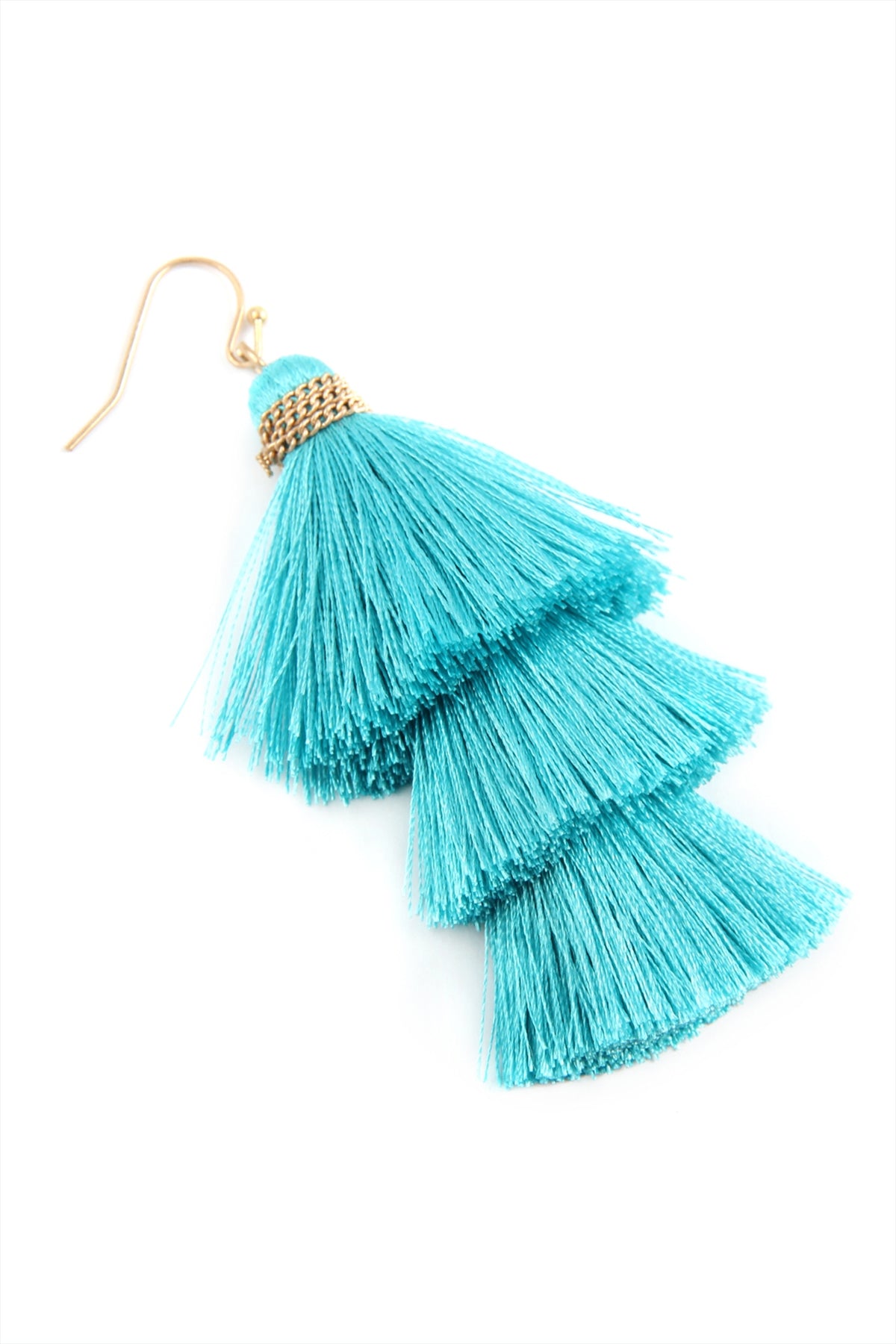 Three Layered Thread Tassel Hook Earrings