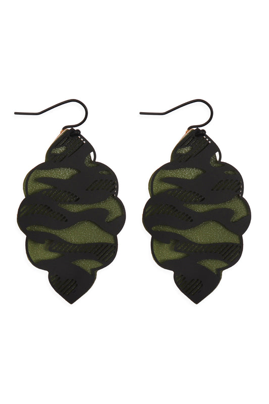 Black Green Camouflage Mar2uise Layered Hook Earrings