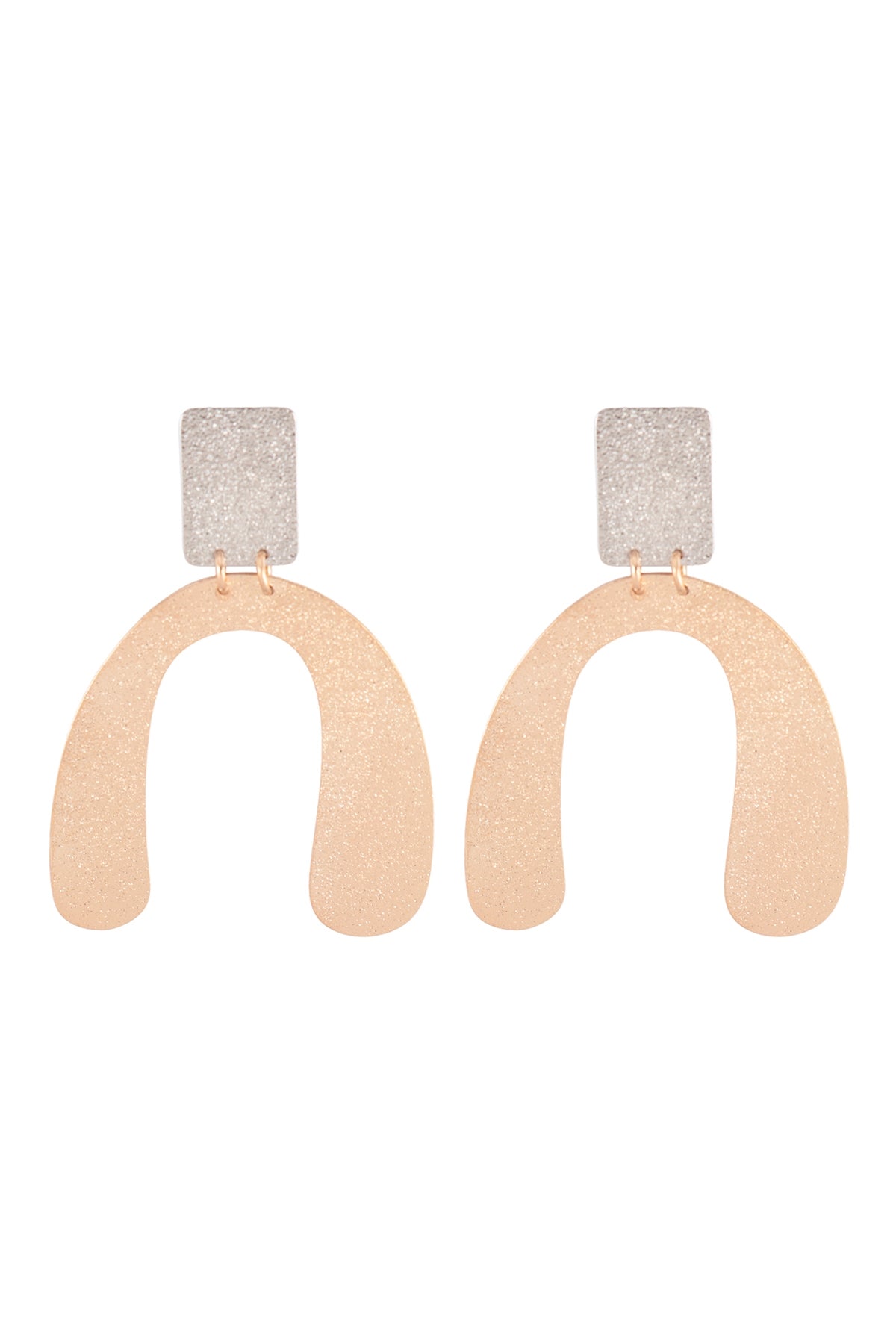 Sand Textured "U" Upside Down Post Earrings