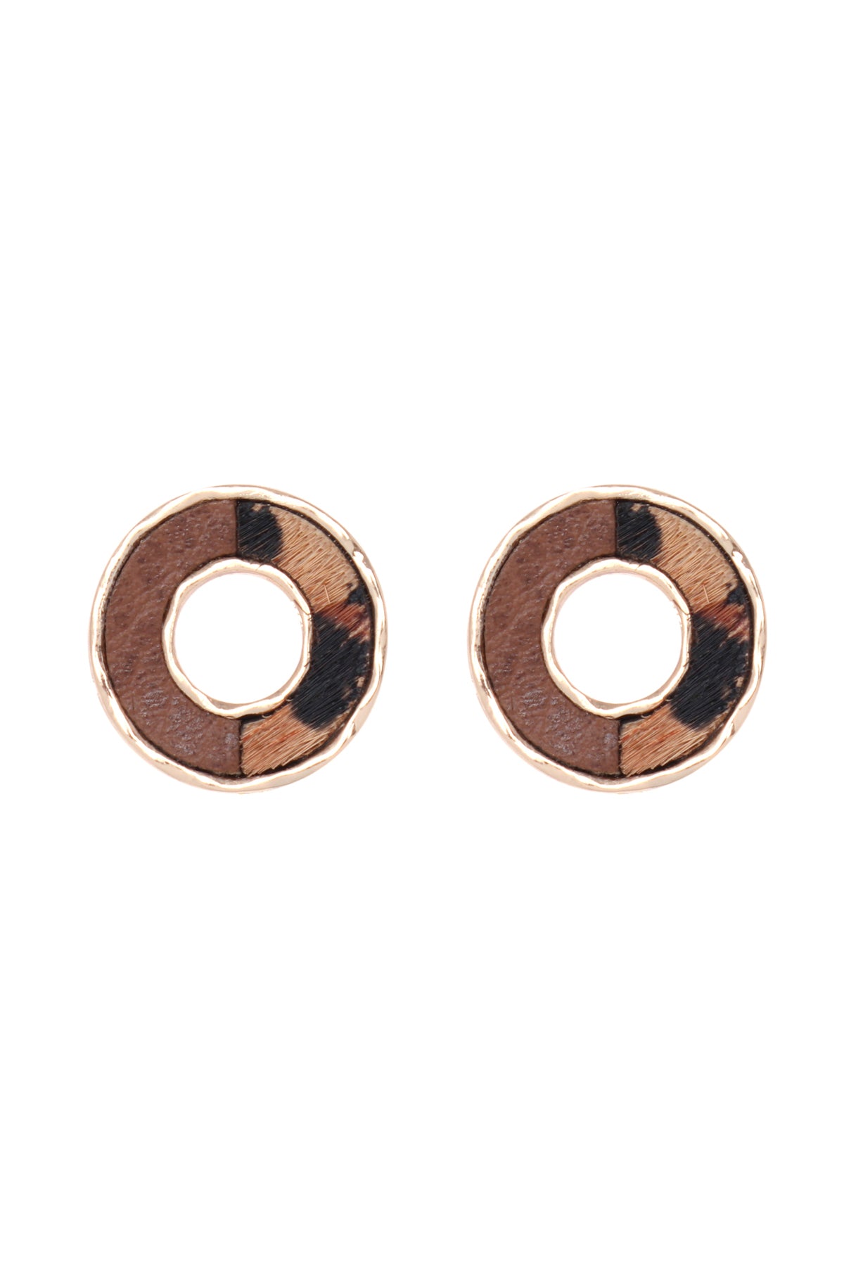 Donut Two Tone Animal Print Post Earrings Cheetah Gray