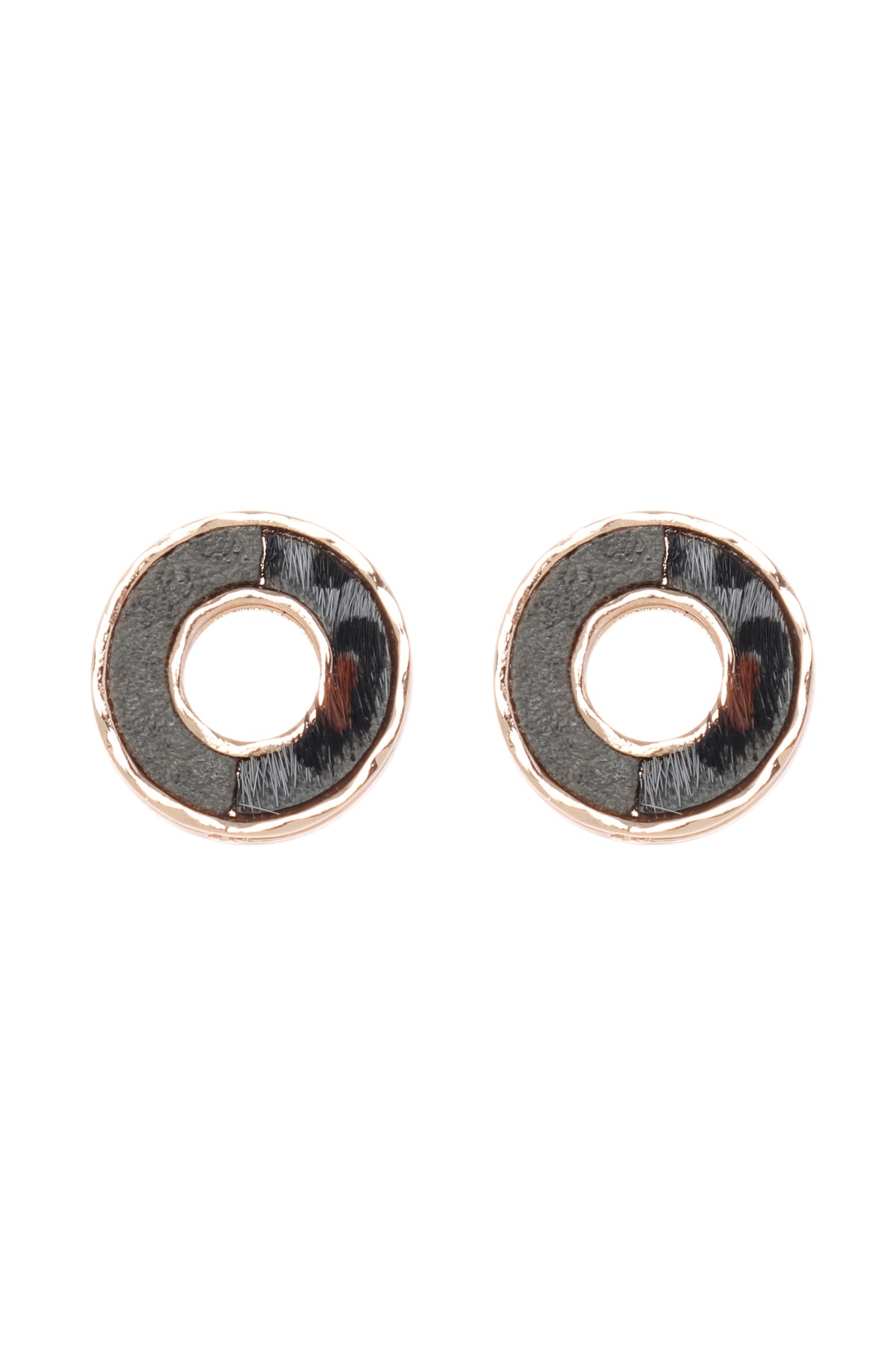 Donut Two Tone Animal Print Post Earrings Cheetah Gray
