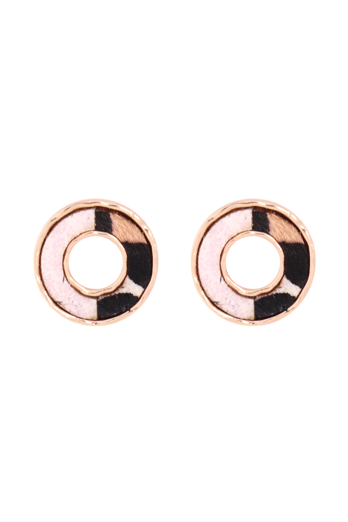Donut Two Tone Animal Print Post Earrings Cheetah Gray