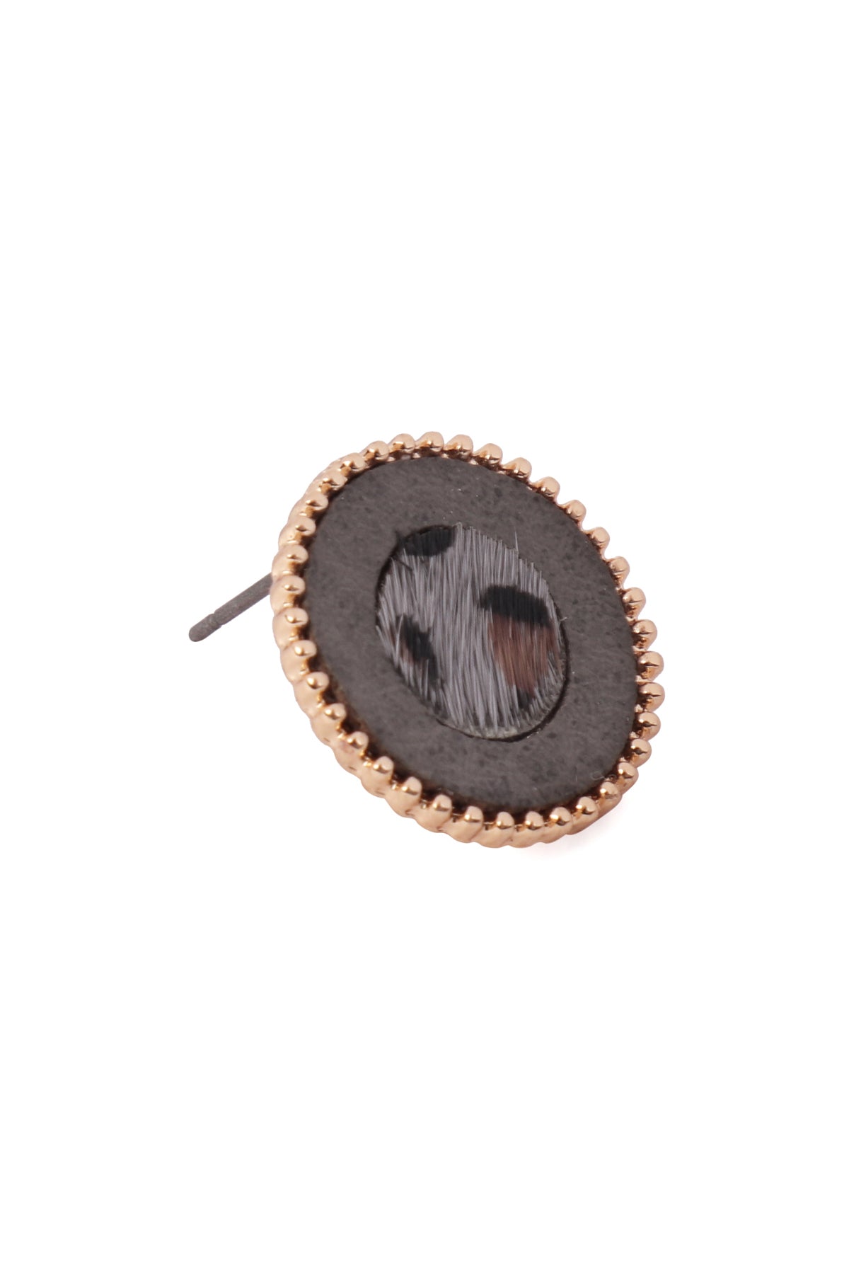 Animal Print Leather Round Two Tone Post Earrings