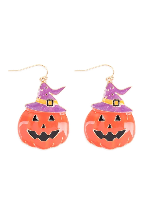 Halloween Pumpkin Enamel Earrings Orange
