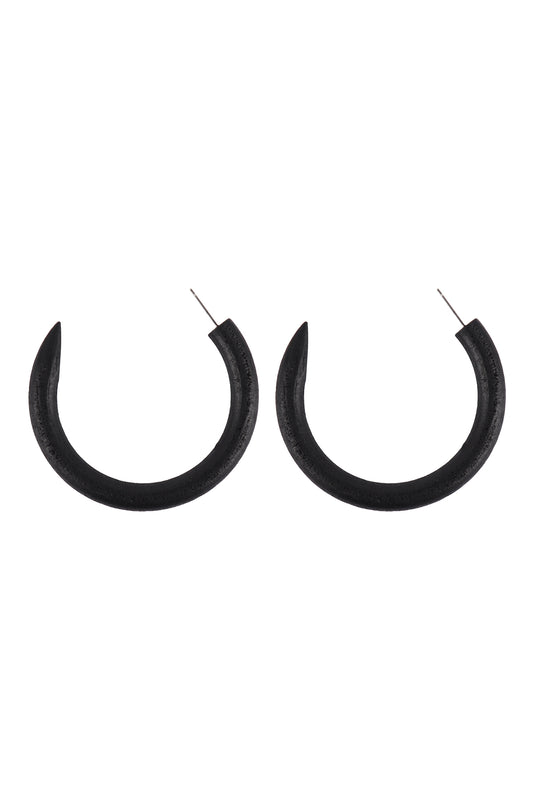 Horn Wood Color Hoop Earrings Black