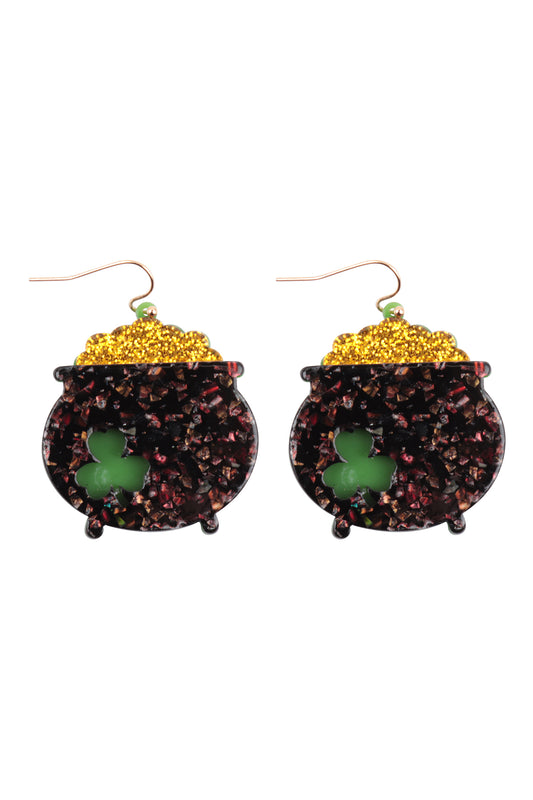 Pot Of Gold Acetate Hook Earrings Multicolor