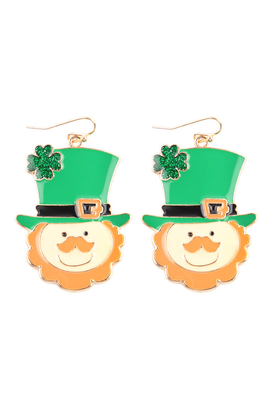 St. Patrick's Day Enamel Fish Hook Earrings Green