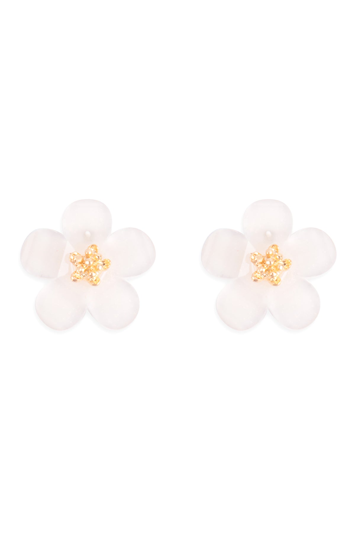 Resin Flower Stud Earrings Ivory