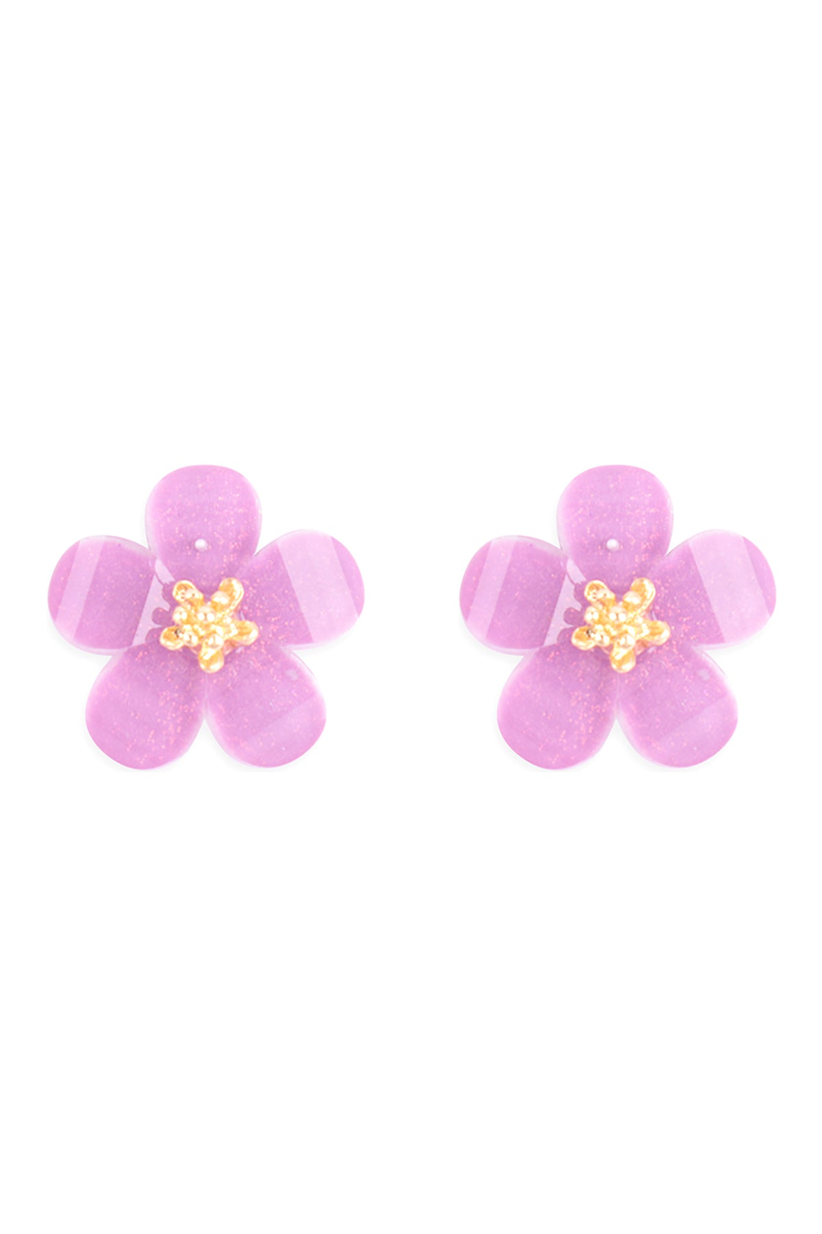 Resin Flower Stud Earrings Lavender