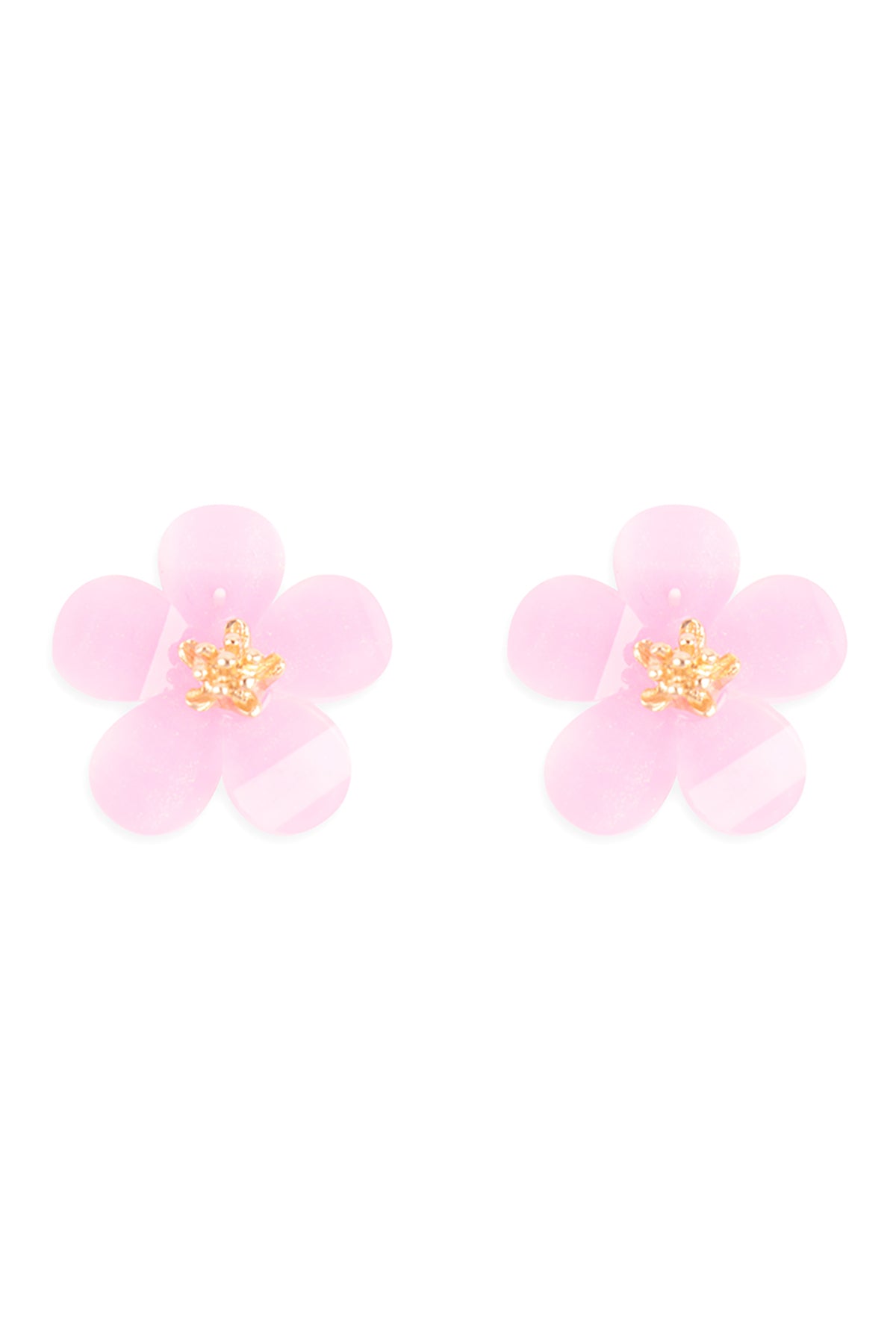 Resin Flower Stud Earrings Pink