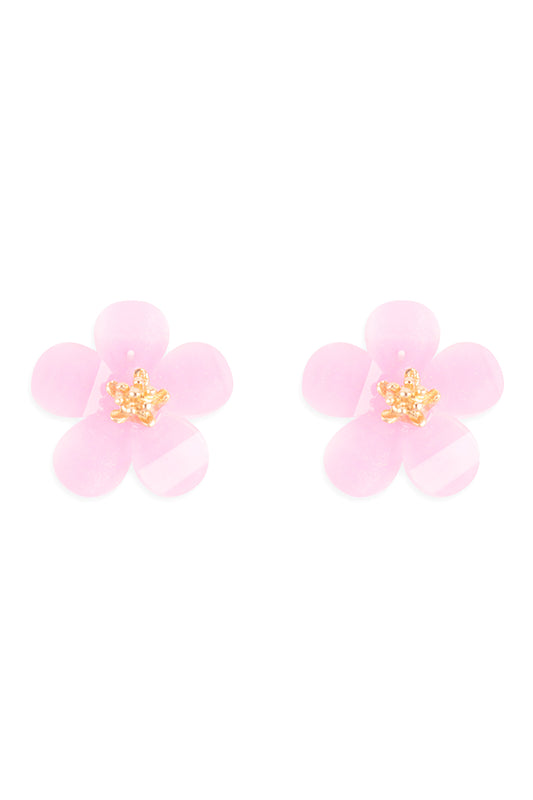 Resin Flower Stud Earrings Pink