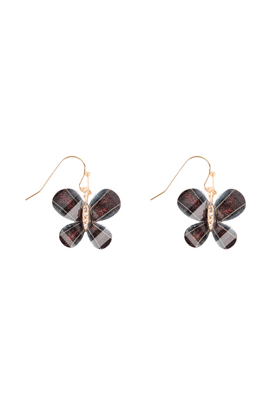 Resin Butterfly Fish Hook Earrings Black