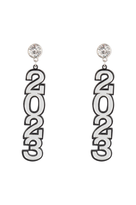 New Year 2023 Drop Earrings Silver
