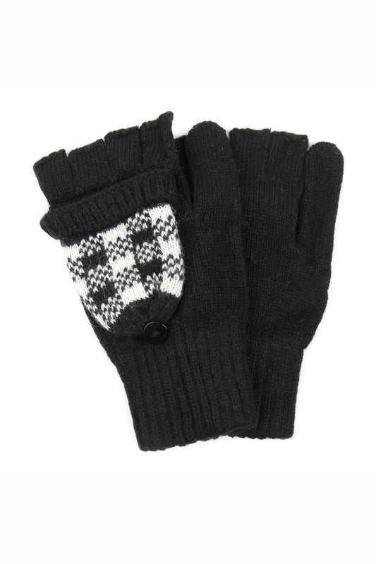 Buffalo Plaid Convertible Gloves