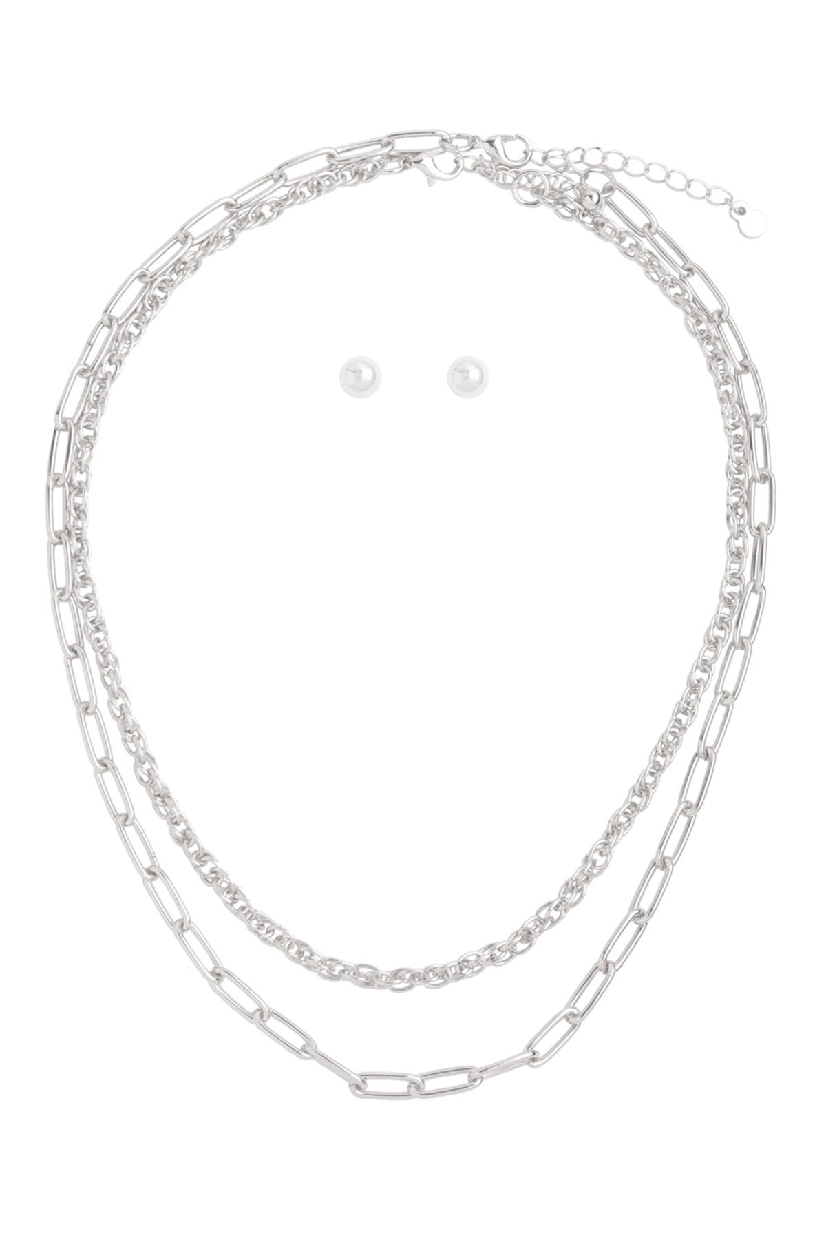 Multi Chain Layered Necklace and Earring Set