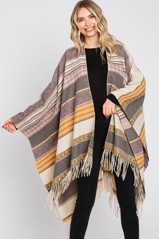 Aztec Pattern Fringe Ruana