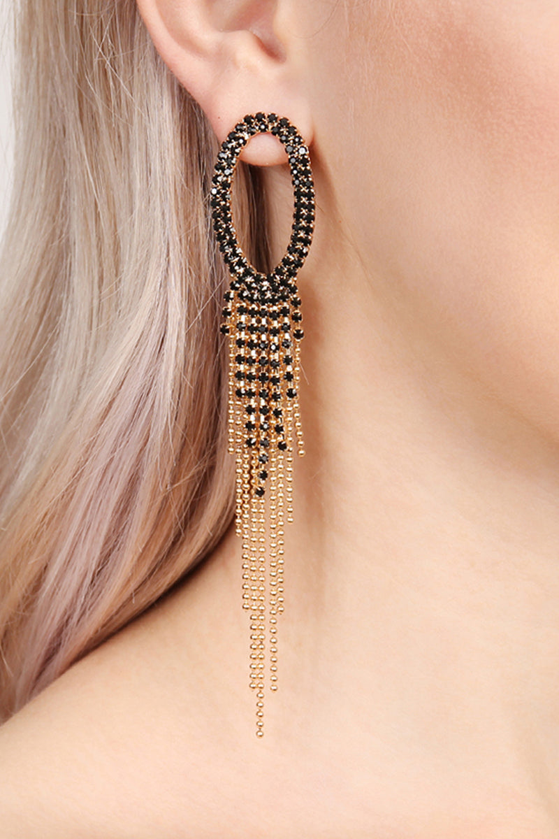 Oval Shape Tassel Earring